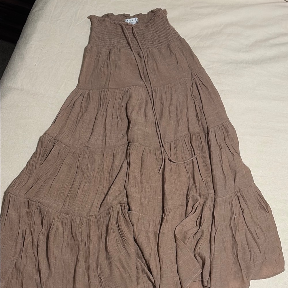 HYFVE Brown Tiered Maxi Skirt Casual